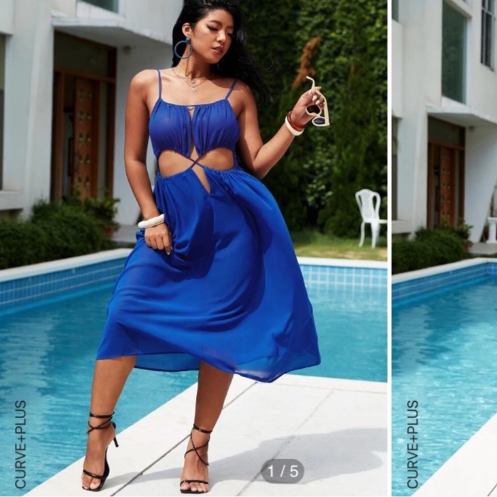 Stunning Blue Shein Cut Out Dress